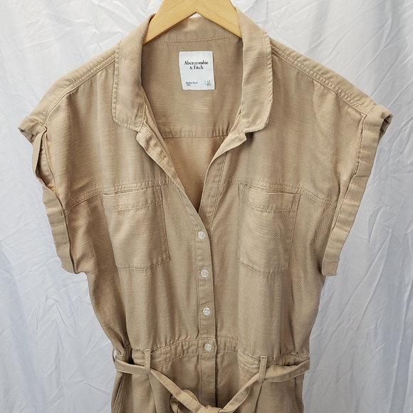 Abercrombie & Fitch Belted Utility Tan Jumpsuit Size Large Tall - Picture 4 of 11
